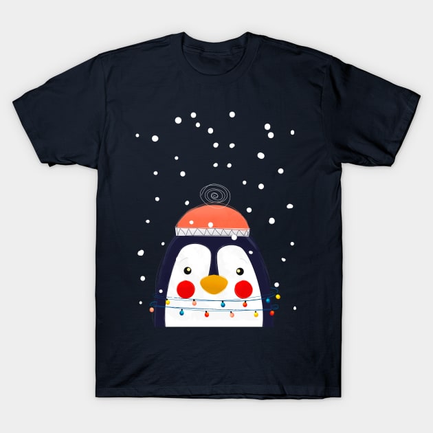 Christmas Penguin T-Shirt by showmemars